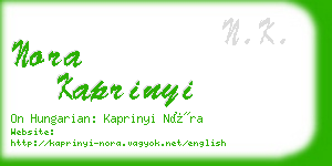 nora kaprinyi business card